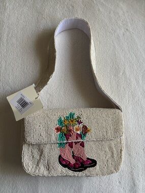 Beaded floral cowboy boots bag